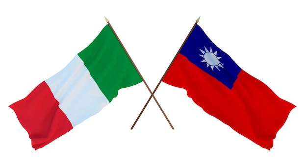 Background for designers illustrators National Independence Day Flags Italy and Taiwan