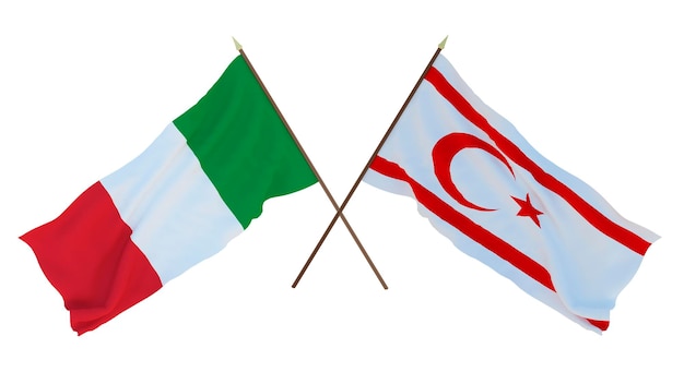 Background for designers illustrators National Independence Day Flags Italy and Turkish Republic of Northern Cyprus