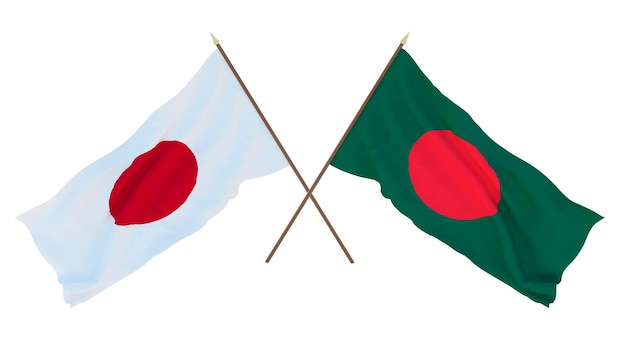 Background for designers illustrators National Independence Day Flags Japan and Bangladesh