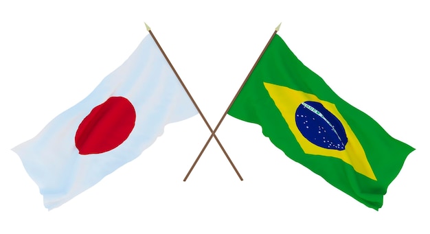 Background for designers illustrators National Independence Day Flags Japan and Brazil