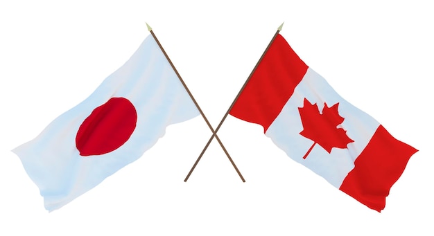 Background for designers illustrators National Independence Day Flags Japan and Canada