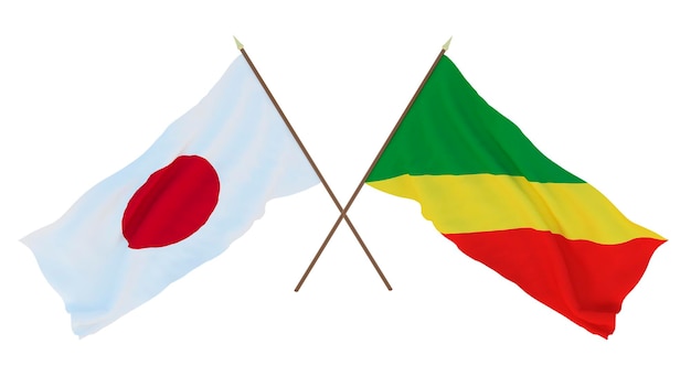 Background for designers illustrators National Independence Day Flags Japan and Congo Brazzaville