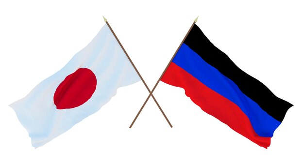 Background for designers illustrators National Independence Day Flags Japan and Donetsk People's Republic