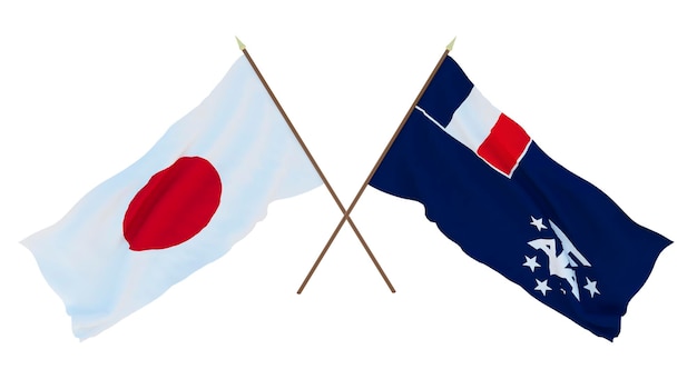 Background for designers illustrators National Independence Day Flags Japan and French southernd antarctic lands