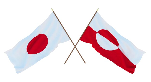 Background for designers illustrators National Independence Day Flags Japan and Greenland