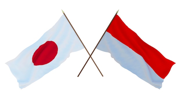 Background for designers illustrators National Independence Day Flags Japan and Indonesia