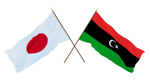 Background for designers illustrators National Independence Day Flags Japan and Libya