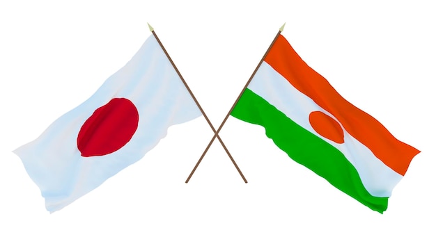 Фон для дизайнеров-иллюстраторов День национальной независимости Флаги Японии и Нигера