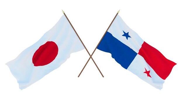 Background for designers illustrators National Independence Day Flags Japan and Panama