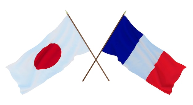 Background for designers illustrators National Independence Day Flags Japan and Saint Martin
