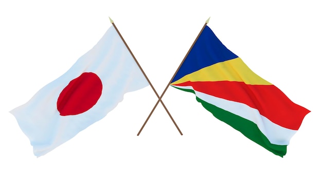 Фон для дизайнеров-иллюстраторов День национальной независимости Флаги Японии и Сейшельских островов