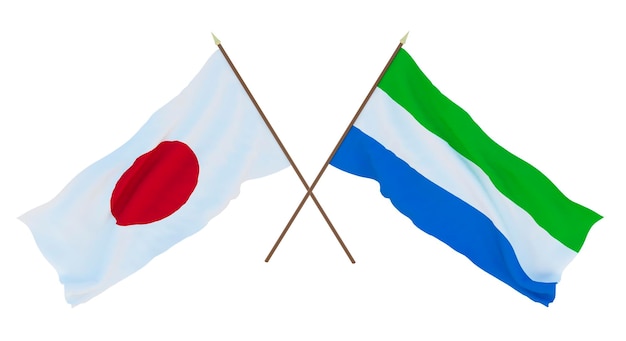 Background for designers illustrators National Independence Day Flags Japan and Sierraleone