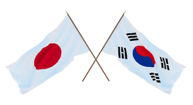 Background for designers illustrators National Independence Day Flags Japan and South Korea