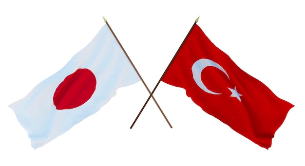 Background for designers illustrators National Independence Day Flags Japan and Turkey