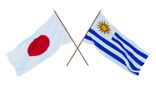 Background for designers illustrators National Independence Day Flags Japan and Uruguay