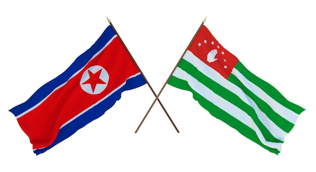 Background for designers illustrators National Independence Day Flags North Korea and Abkhazia