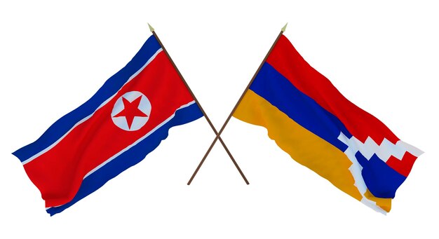 Background for designers illustrators National Independence Day Flags North Korea and Artsakh