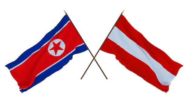 Background for designers illustrators National Independence Day Flags North Korea and Austria