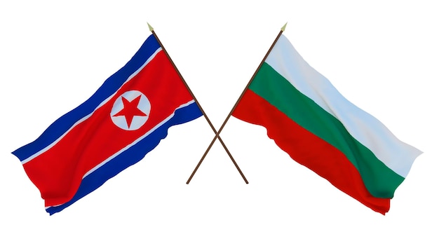 Background for designers illustrators National Independence Day Flags North Korea and Bulgaria