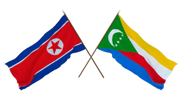 Background for designers illustrators National Independence Day Flags North Korea and Comoros