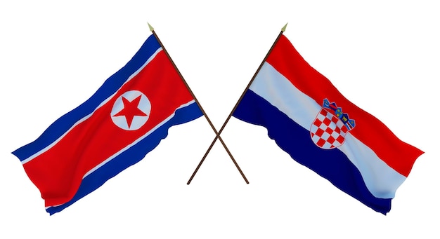 Background for designers illustrators National Independence Day Flags North Korea and Croatia