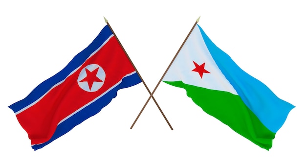 デザイナーイラストレーターの背景北朝鮮とジブチの独立記念日旗