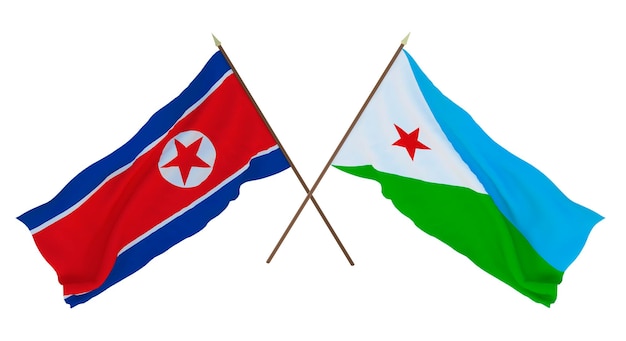 Background for designers illustrators National Independence Day Flags North Korea and Djibouti