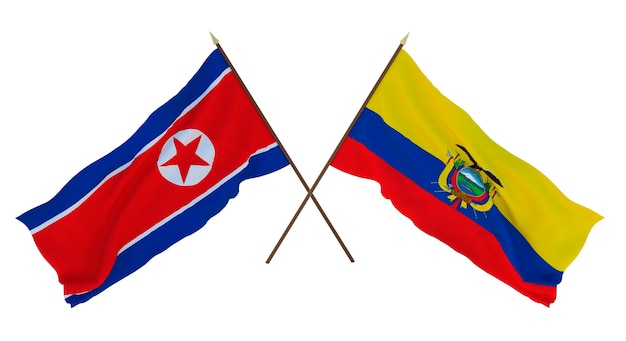 Background for designers illustrators National Independence Day Flags North Korea and Ecuador