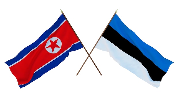 Background for designers illustrators National Independence Day Flags North Korea and Estonia