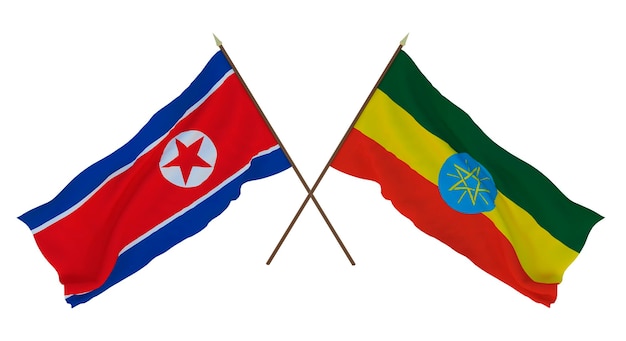 Background for designers illustrators National Independence Day Flags North Korea and Ethiopia