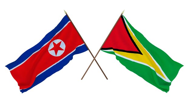 Background for designers illustrators National Independence Day Flags North Korea and Guyana