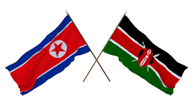 Background for designers illustrators National Independence Day Flags North Korea and Kenya