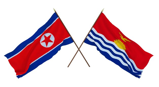 Background for designers illustrators National Independence Day Flags North Korea and Kiribati