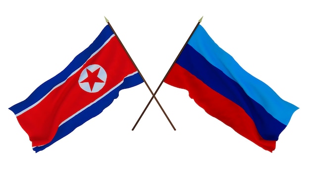 Background for designers illustrators National Independence Day Flags North Korea and Lugansk People's Republic