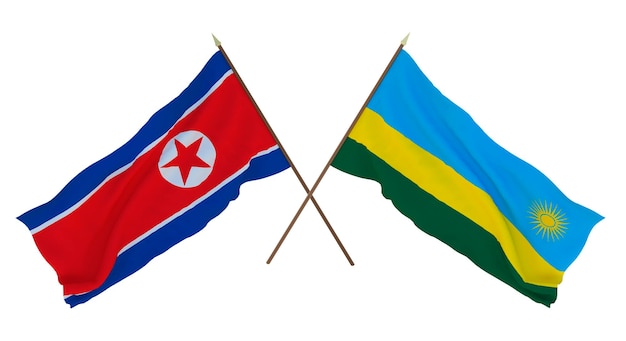 Background for designers illustrators National Independence Day Flags North Korea and Rwanda