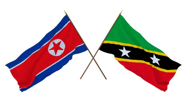 Background for designers illustrators National Independence Day Flags North Korea and Saint Kitts and Nevis