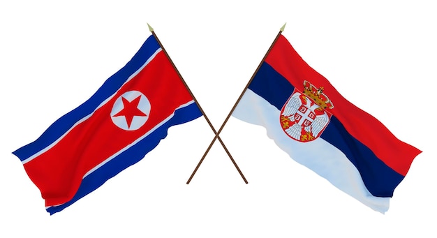 Background for designers illustrators National Independence Day Flags North Korea and Serbia