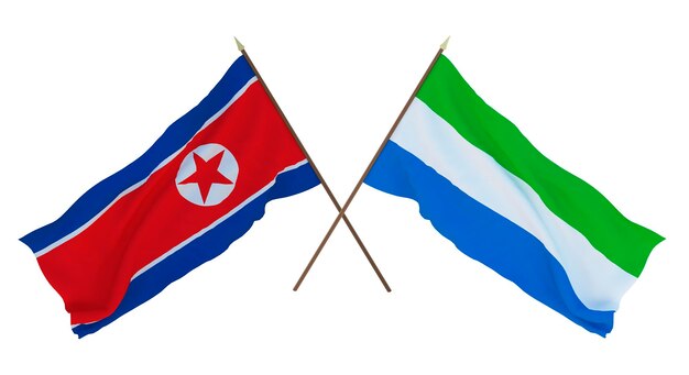 Background for designers illustrators National Independence Day Flags North Korea and Sierra Leone