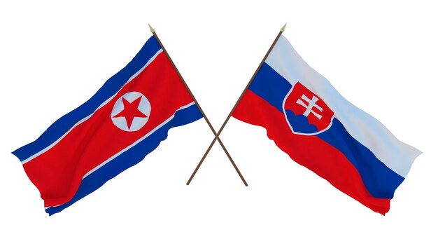 Background for designers illustrators National Independence Day Flags North Korea and Slovakia