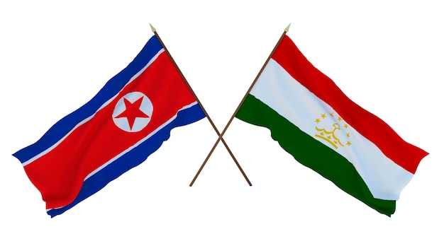 Background for designers illustrators National Independence Day Flags North Korea and Tajikistan