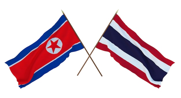 Background for designers illustrators National Independence Day Flags North Korea and Thailand