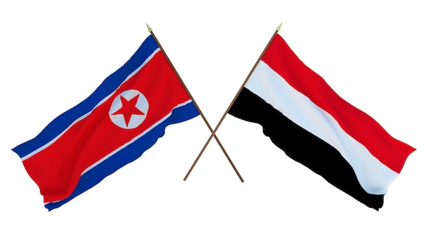 Background for designers illustrators National Independence Day Flags North Korea and Yemen