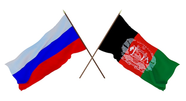 Background for designers illustrators National Independence Day Flags Russia and Afghanistan
