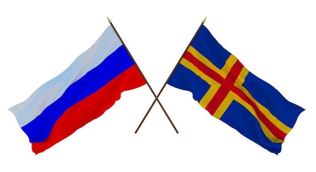 Background for designers illustrators National Independence Day Flags Russia and Aland Islands