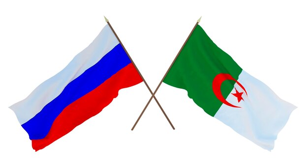 Background for designers illustrators National Independence Day Flags Russia and Algeria