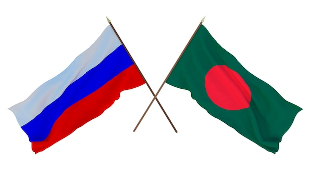 Background for designers illustrators National Independence Day Flags Russia and Bangladesh