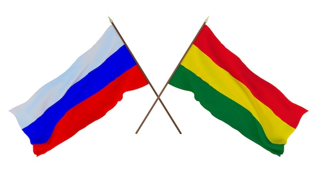 Background for designers illustrators National Independence Day Flags Russia and Bolivia