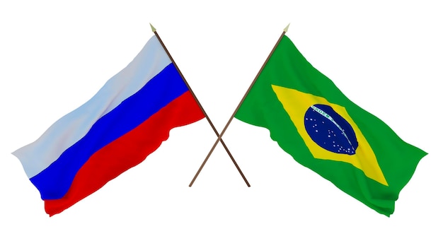 Background for designers illustrators National Independence Day Flags Russia and Brazil