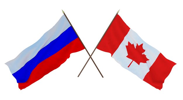 Background for designers illustrators National Independence Day Flags Russia and Canada