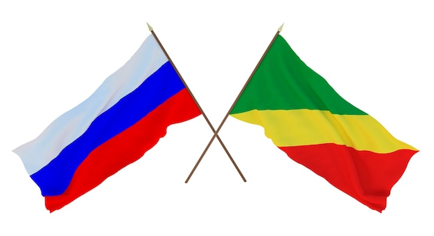 Background for designers illustrators National Independence Day Flags Russia and Congo Brazzaville